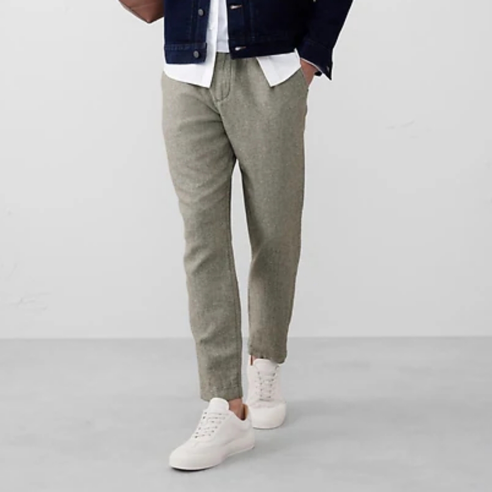 Banana Republic Mason Athletic Linen Blend Desert Thyme Green Tapered Pant 31x30